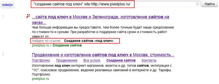 Проверка работоспособности анкора в Яндексе