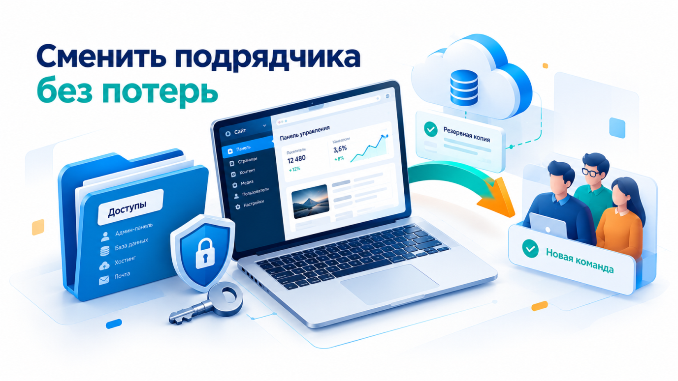 Сменить подрядчика по сайту без потерь: доступы, резервная копия и новая команда