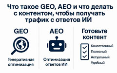 Что такое GEO, AEO и что делать с контентом, чтобы получать трафик с ответов ИИ?