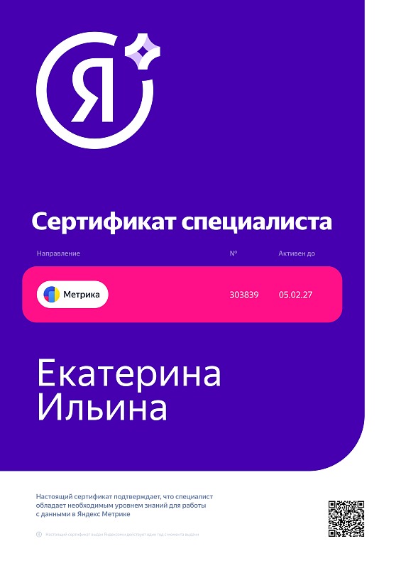 Яндекс Метрика — Екатерина Ильина