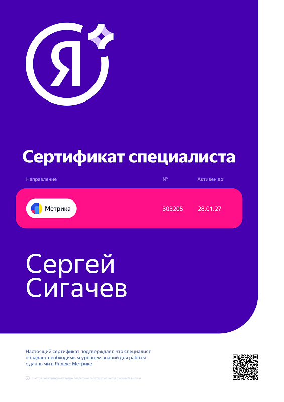 Яндекс Метрика — Сергей Сигачев