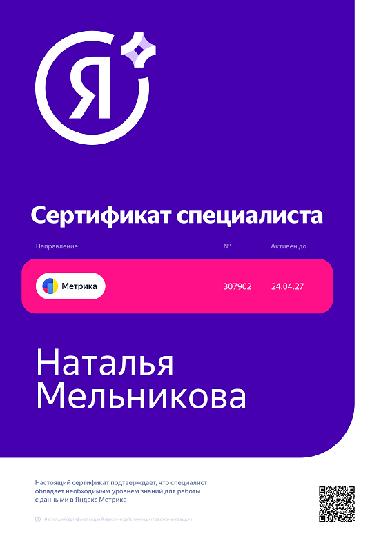 Яндекс Метрика — Наталья Мельникова