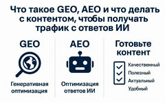 Что такое GEO, AEO и что делать с контентом, чтобы получать трафик с ответов ИИ?